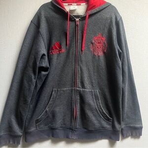 Adidas Chivas Guadalajara Full Zip Hoodie Gray Red 2XL